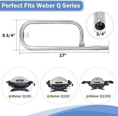 60040 69957 Grill Burner Tube Replacement for Weber Q100 Q120 Q1000 Q1200 Baby Q