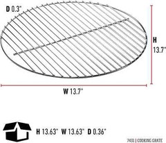 Weber Cooking Grate, 13.7 Inch Diameter, Heavy-Duty Plated Steel