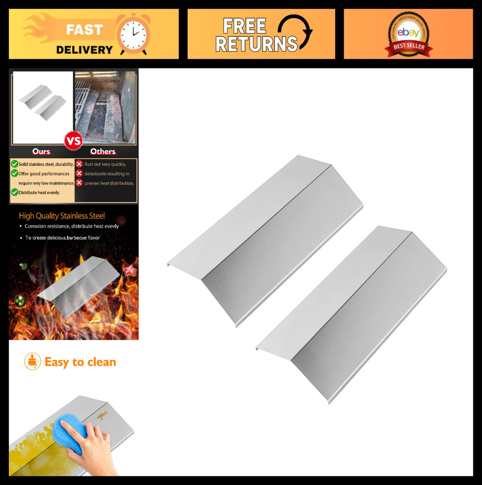 Replacement Heat Shield Plates for Grill – Stainless Steel Flame Tamers, 2 Pcs