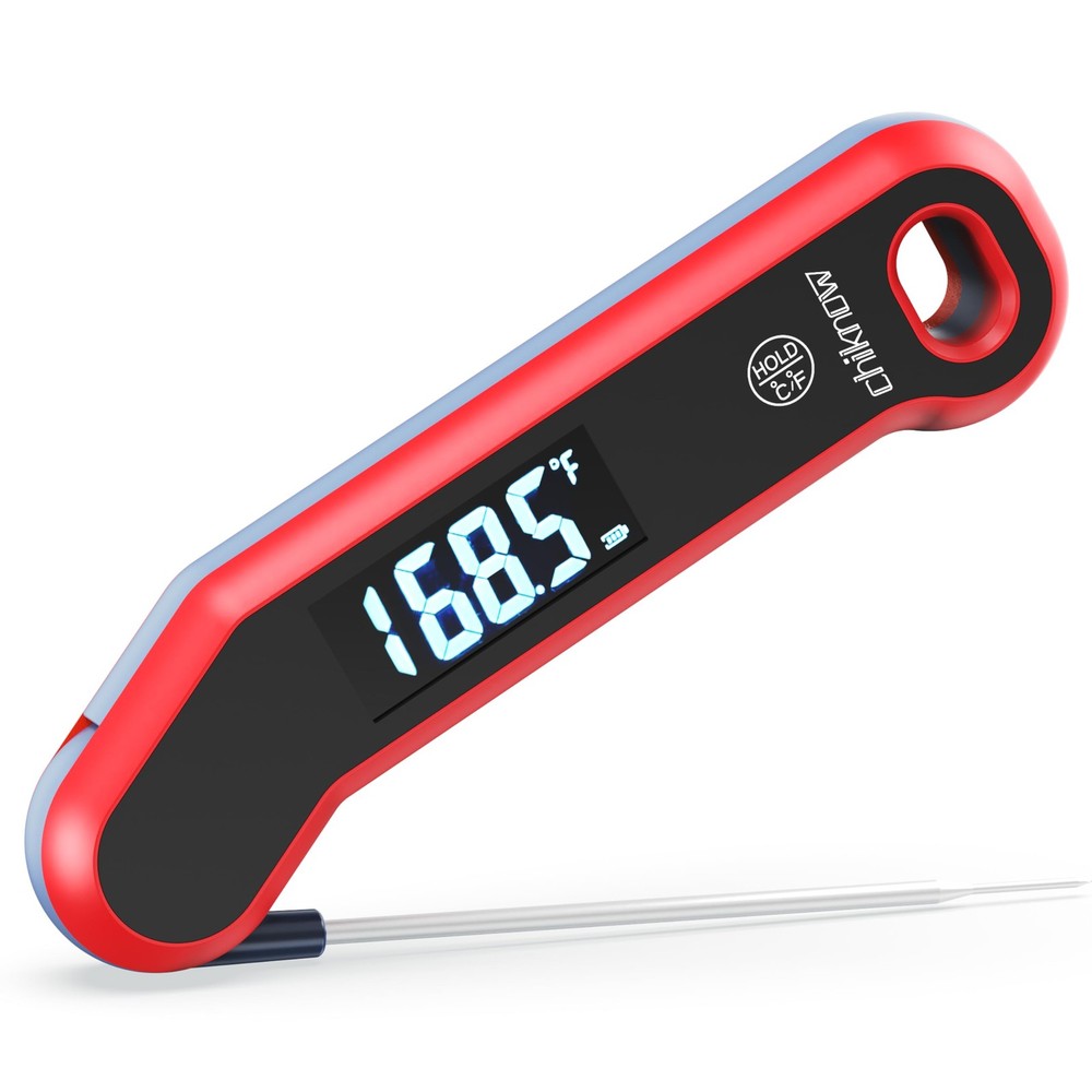 0.5 Sec Instant Read Meat Thermometer Digital with Auto Rotate Red & Black