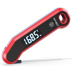 0.5 Sec Instant Read Meat Thermometer Digital with Auto Rotate Red & Black