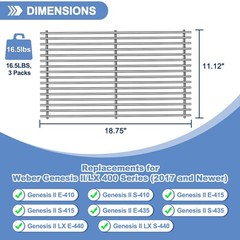 66089 66097 Grill Grates for Weber Genesis II E-410 E-435 S-435 18.75×11.12″