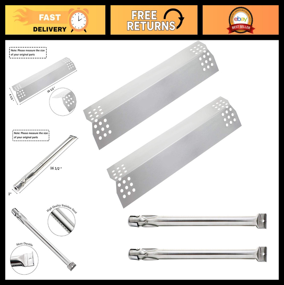 Gas Grill Repair Kit – Stainless Steel 16.5″ Burners & Heat Plate for Kitchen Gr