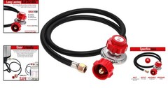 2109-RED 4ft Adjustable Propane Regulator and Hose – Compatible with U.S. Tanks