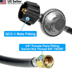 GrillAce 2-Feet propane Gas Grill Regulator and Hose, Replacement 2FT, Black