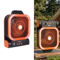 Adjustable Solar Fan with 4 Speeds Timer LED Ambient Light USB C Rechargeable