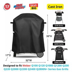 Waterproof Grill Cover for Weber Q Series Grill on Cart Q1000 Q2000 Q100 Q200