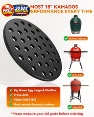 9″ Cast Iron Fire Grate for Big Green Egg & Kamado Grill – black