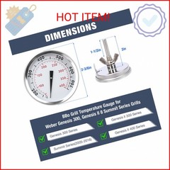 Uniflasy 67088/67731 Grill Thermometer for Weber Genesis & Summit