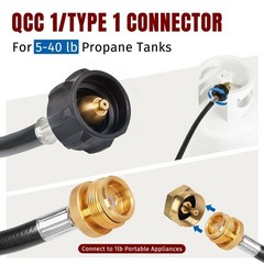 12FT QCC1/ Type 1 Propane Hose Adapter for Weber Q Blackstone Buddy Heater