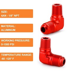 2PCS 90 Degree Elbow 4AN Male to 1/8″ NPT Male Flare Aluminum 4AN-1/8″ NPT