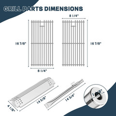 Grill Parts for Nexgrill Replacement Parts 2 Burner 720-0864 720-0864M,Stainless
