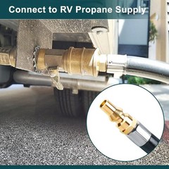12FT RV Propane Quick Connect Hose Camping Grill Fire Pit Gas Line Adapter
