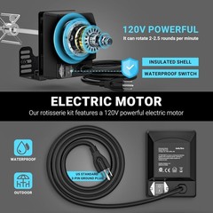 Universal Electric Grill Rotisserie Motor 110 Volt 4 Watt On/Off Switch, Black