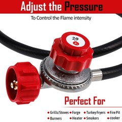 High Pressure Propane Regulator with Hose – 0-20 PSI Adjustable, 4 ft Length, QC