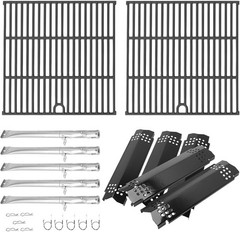 Complete Grilling Upgrade: 2 Cast Iron Grates & 5 Burners for Nexgrill 720-1046
