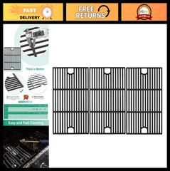 17″ Cast Iron Grill Grates Replacement for 6-Burner Gas Grill, Cooking Grids