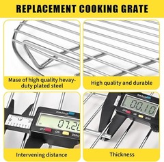 17″ Universal Round Grill Grate Replacement Plated Steel Cooking Grid w/ Handle