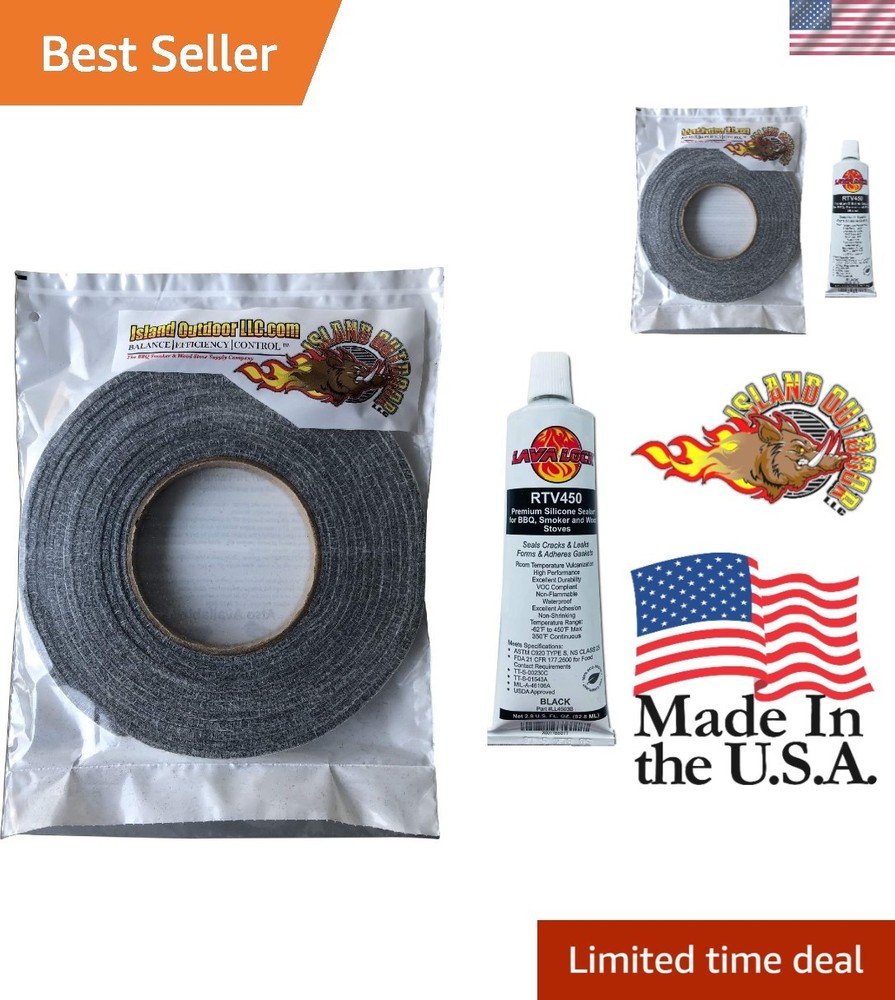 Versatile BBQ Smoker Gasket Kit – Black RTV Included – 15′ Self-Stick Length
