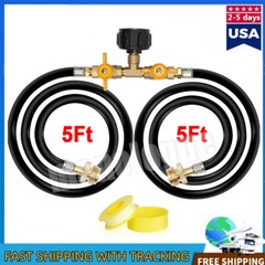5FT Propane 2 Way Y Splitter CGA Propane Tank Converter Adapter Hose QCC1 20lbs