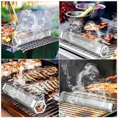 BBQ Pellet Tube 12 Inch Stainless Steel for Smoke Flavor with Brush and S Hook