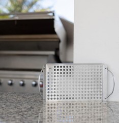 76631 Stainless Steel Grill Topper Grid 11″x7″ BBQ Pan With Handles