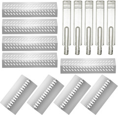 Stainless Steel 5Pcs 16631 Flame Tamer Flavor Bar and 4Pcs 16520 Heat Plate Shie