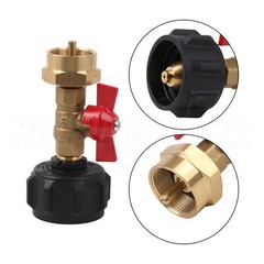Propane Refill Tank Straight Adapter Coupler with ON-Off Switch Valve Set Brass