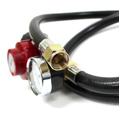 4 Ft BBQ Hose & High Pressure 20 PSI Adjustable LP Propane Regulator Gauge QCC1