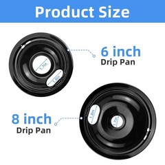 Black Stove Burner Drip Pans Replacement for GE Hotpoint Electric Stove Burne…