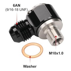 6AN Male Flare Banjo to M10x1.0 Stainless Steel Banjo Bolt 6AN to M10x1.0 Black