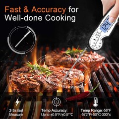 Digital Instant Read Meat Thermometer for Grilling and Black/White