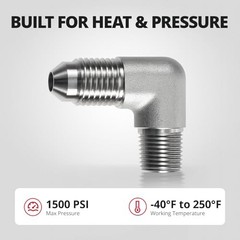 4AN Male Flare to 1/8″ NPT Male 90 Degree Adapter Fitting for Fuel, Power