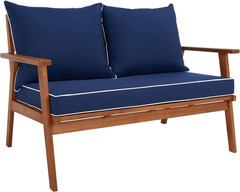 Deacon 4-Piece Patio Set with Navy Cushions & Elegant White Piping