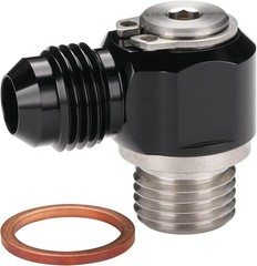 6AN Male Flare Banjo to M14x1.5 Stainless Steel Banjo Bolt 6AN to M14x1.5 Black