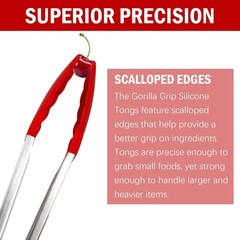 Silicone Kitchen Tongs for Cooking – 9+12 Inch Heat-Resistant Stainless Steel…
