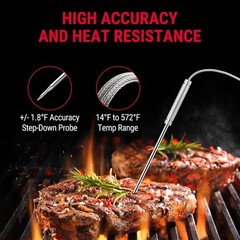 TempPro TP20 500FT Wireless Meat Thermometer with Dual Standard, Orange