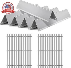 Stainless steel 2 Packs Grill Grates with 5 Packs Flavorizer Bars for Weber Spir
