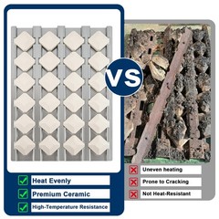 LS’BABQ 24-Piece Premium Ceramic Grill Briquette-24 Pack, white