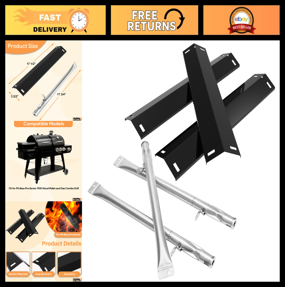 Stainless Steel Heat Plate & Burner Tube for Wood Pellet & Gas Combo Grill Parts