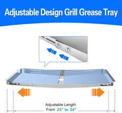 Grill Grease Tray Replacement for Dyna Glo with Catch Pan, Universal 25″-34″ Adj