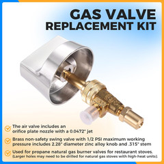 Gas Control Valve 047 Orifice Brass for Propane Natural Chromed Steel Knob