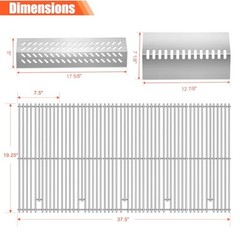 Stainless Steel 5pcs 16631 Flame Tamer Flavor bar and 4pcs 16520 Heat Plate