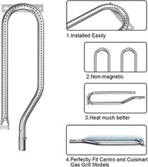 LS’BABQ Replace Parts Heat Plates and Grill Burner Tube Replacement for Cuisi…