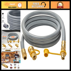 12 Ft 3/4″ ID Natural Gas Hose with Quick Connect Fittings for Grill, Generator,