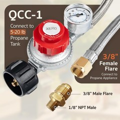 5FT 0-30 PSI HP Propane Regulator Hose Gas Grill Regulator & PSI Gauge