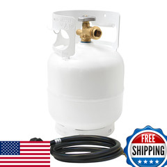 Flame King Bundle 5Lb Steel Propane Tank Cylinder Opd Valve 4-Ft Propane
