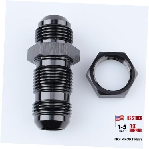 -12 AN Male Flare Straight Bulkhead Fitting Adapter Aluminum 12AN Black 0