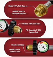 F273704 12 Ft Propane Heater Hose POL Fitting ..