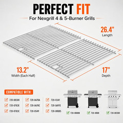 17 Inch Grill Grates for Nexgrill Replacement Parts 4 Burner 720-0830H 720-0830X
